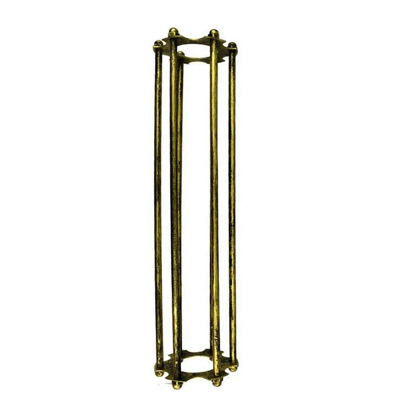 Long Cylinder Cage Lamp Shade 30 cm – Black or Brushed Brass - Brushed Brass, Shade Only, Single