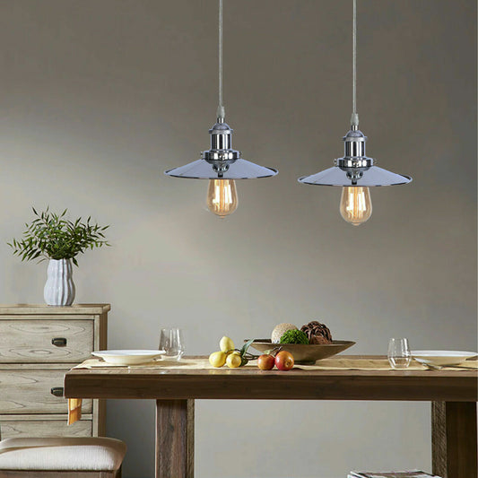 Chrome Pendant Light with Metal Shade – 4 Shade Styles, E27 - photo 2