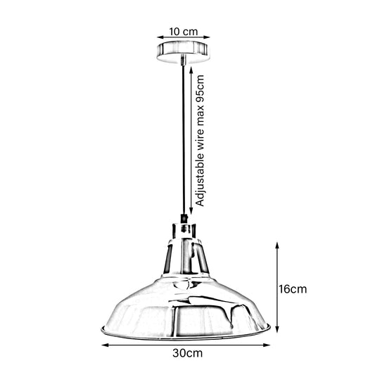 Industrial Pendant Light – Barn, Gloss Dome, Cone or Hemp Shade - photo 2