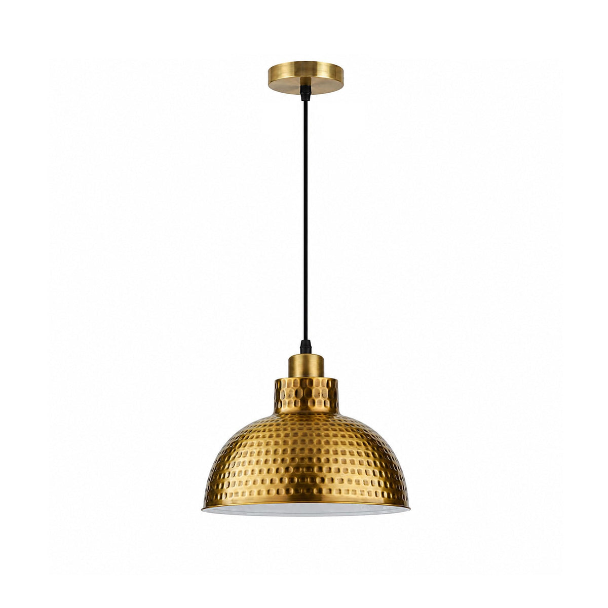 Industrial Pendant Light – Barn, Gloss Dome, Cone or Hemp Shade - Yellow Brass, Retro Pendant 26 cm Yellow Brass, Without Bulb