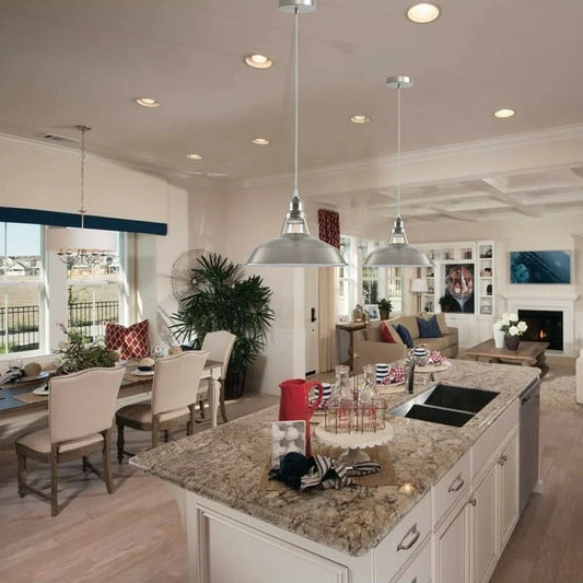 Chrome or Satin Nickel Pendant Light – Choice of Shade, E27 - photo 2
