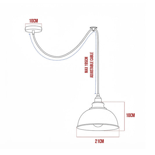 Curvy Dome Swag Pendant Light – 21 cm, 195 cm Cable, 5 Colours - photo 2