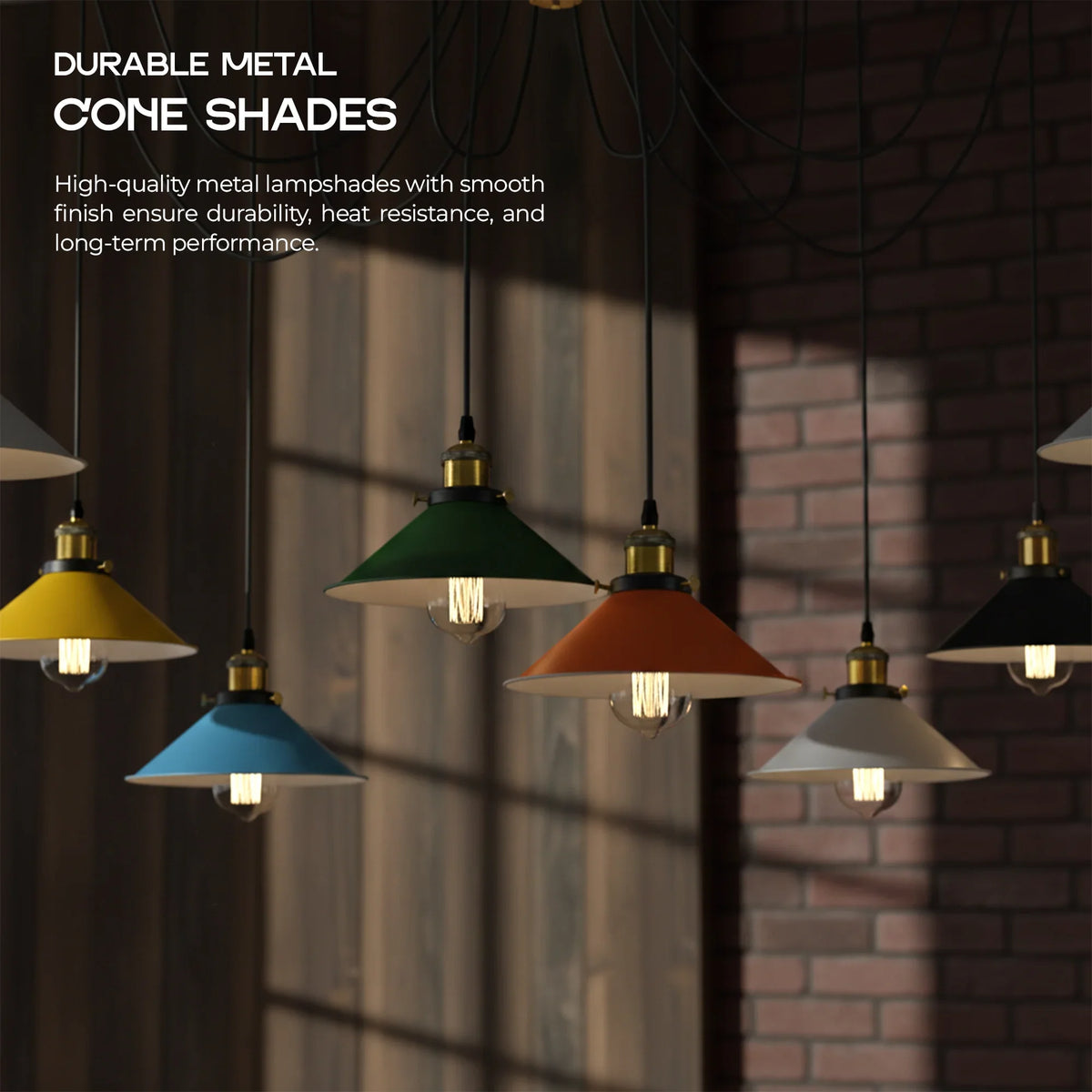 8-Light Spider Pendant – Multi-Colour 22 cm Cone Shades, E27 - photo 9