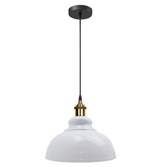Pendant Light Set – Black or Brass E27 Holder, Cage or Curvy Shade - Yellow Brass, Curvy 29 cm White, Without Bulb