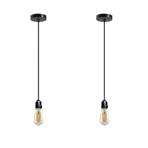 Black Rubber Pendant Light Fitting – Pack of 2, 10 cm Rose, E27 - photo 10