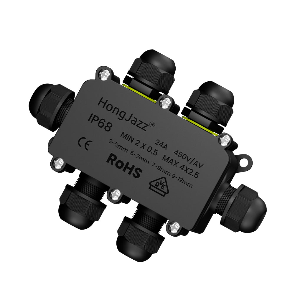 IP68 Underground Waterproof Junction Box Cable Protection Connectors - 6 way, Single