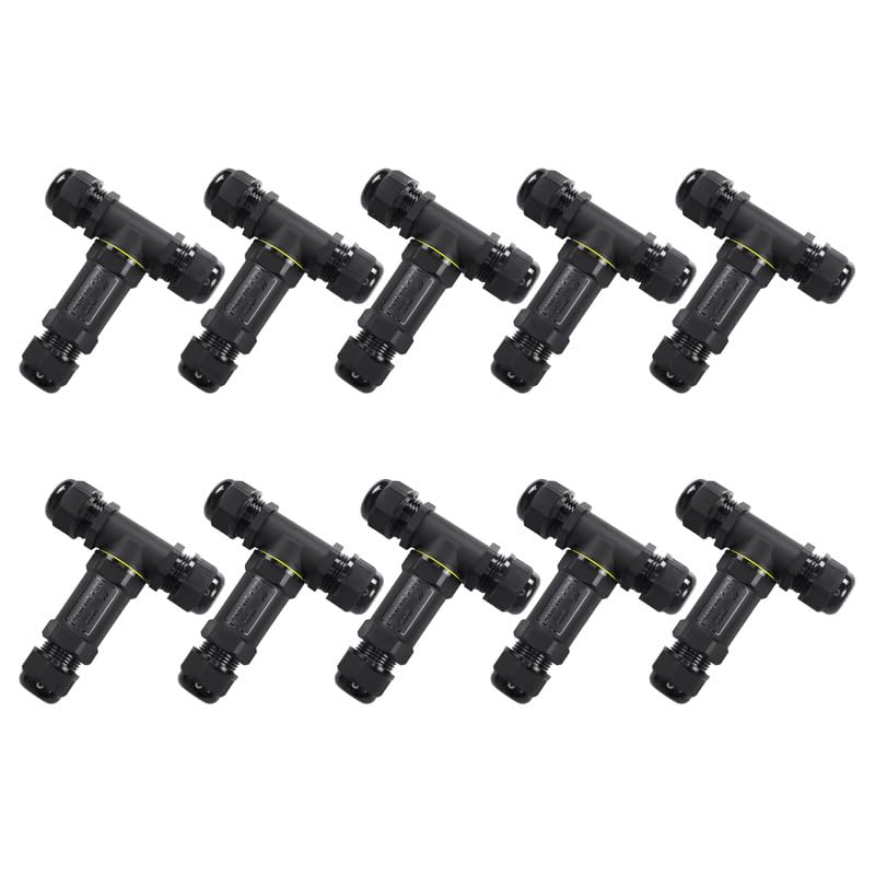 IP68 Waterproof 3 Way T Junction Box Connector - Pack of 10