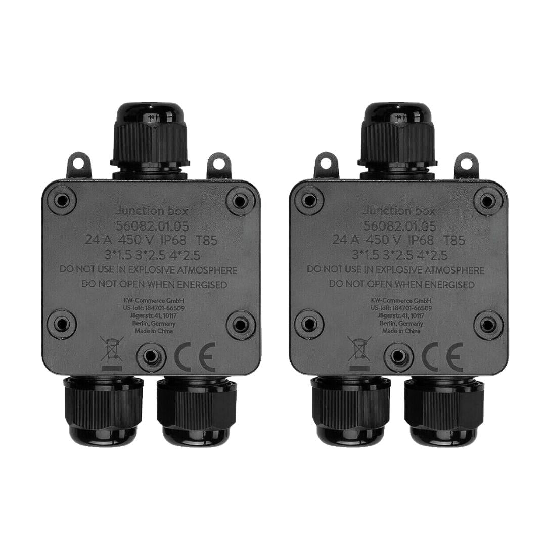 IP68 Waterproof 3 Way Junction Box – Outdoor Cable Connector - Pack of 2