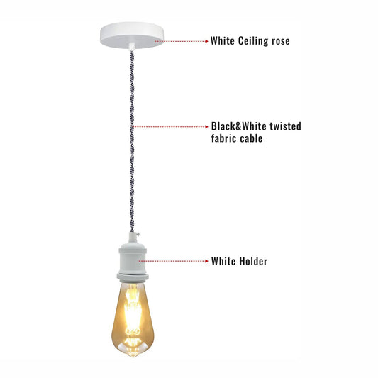 Pendant Light Fitting – White E27 Holder, 2 m Twisted Flex - photo 2