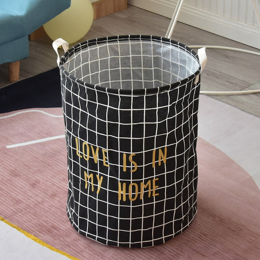 Grid Print Laundry Baskets, Pack of 3 – 'Love Is in My Home', Black or White - photo 2