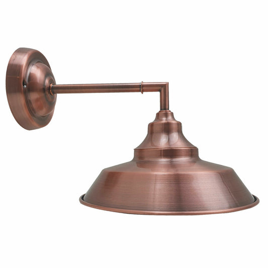 Long Arm Wall Light Copper with Shade - Copper, Vintage Dome 22 cm Copper 105 mm Rose, Without Bulb