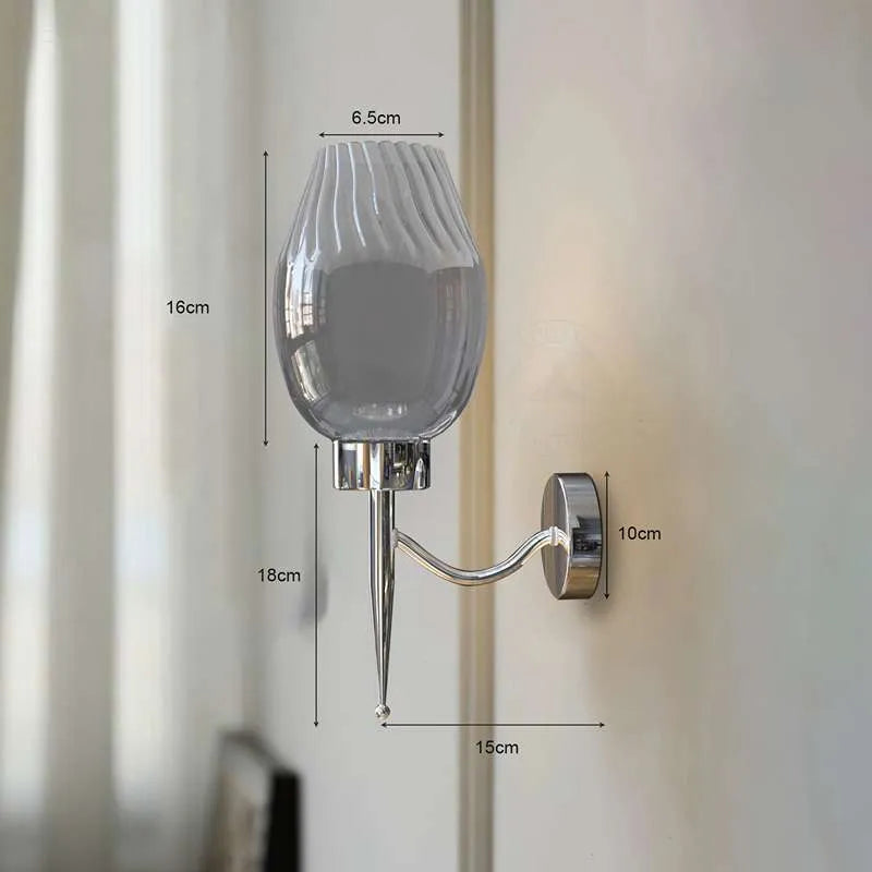 Lotus Smoked Glass Wall Light – Chrome, E27 - photo 5