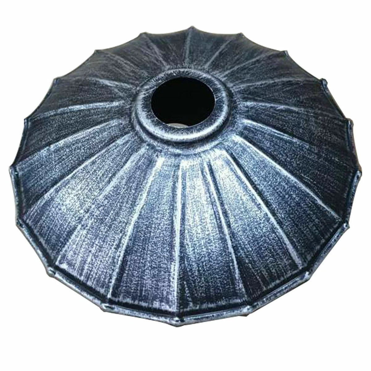 Scalloped Umbrella Lamp Shade 22 cm – Easy Fit, 5 Finishes - 22 cm with Reducer Ring, Brushed Silver, Single