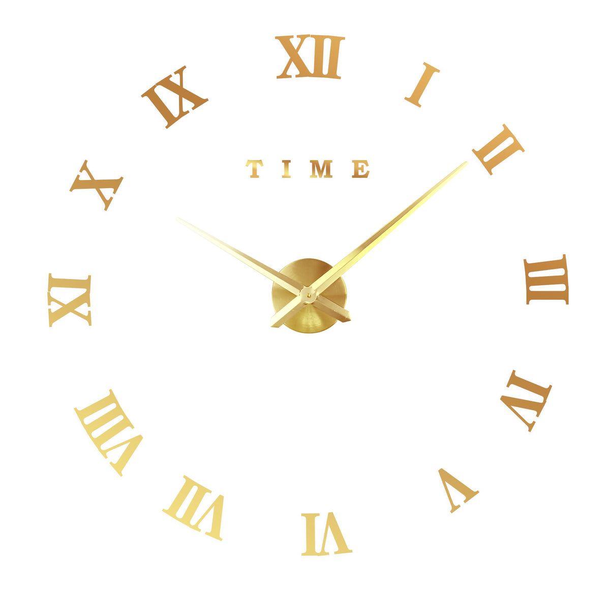 3D DIY Roman Numeral Wall Clock – Frameless, Up to 100 cm, Black or Gold - Gold