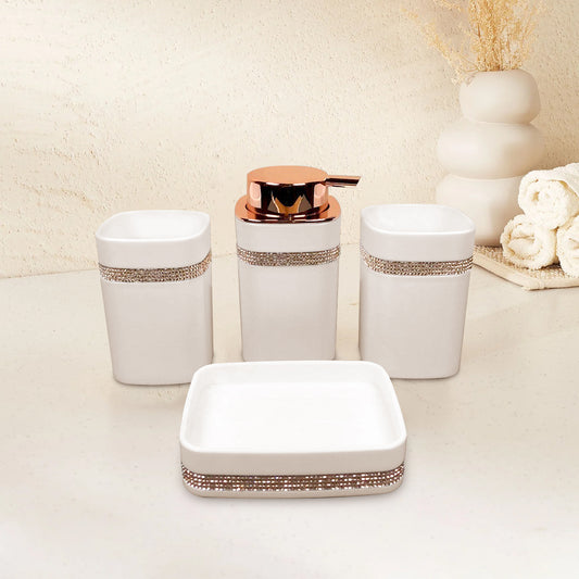 white accessories for bathroom