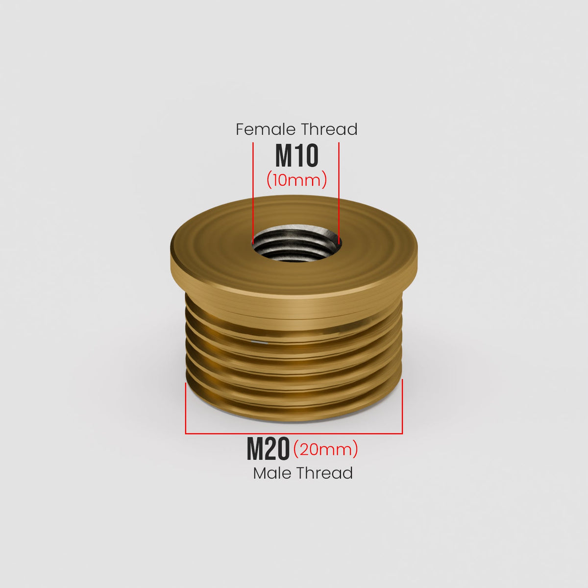 M20 Male to M10 Female Reducing Bush - Yellow Brass
