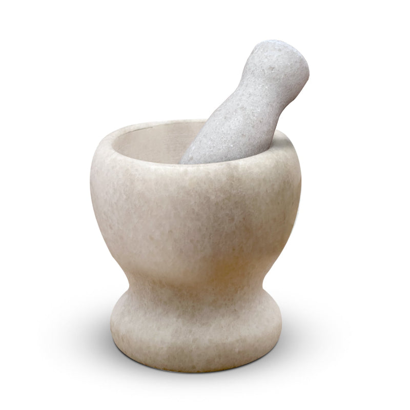 Small Marble Pestle and Mortar – Ivory, Pink, Grey or Black, 11 cm - Ivory