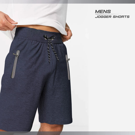 Men's Jogger Shorts – Zip Pockets, Blue Marl or Black with Red Zips - photo 2