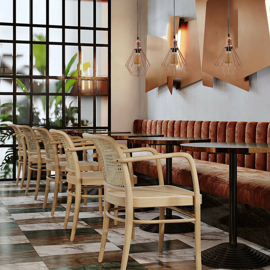 Rose Gold Pendant Light – Cage, Cone, Barn or Curvy Shade, E27 - photo 2