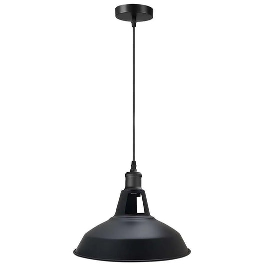 Metal Shade Pendant Light – Black Holder, Barn, Dome or Cone, E27 - photo 2