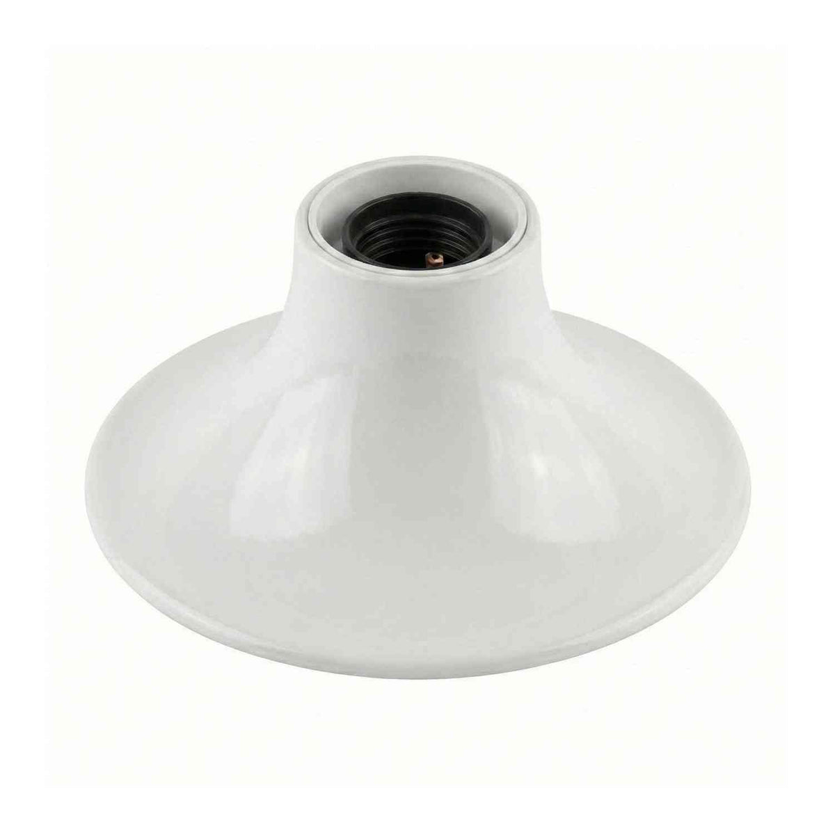 Flush Mount E27 Lamp Holder – Wall or Ceiling, Black, Red or White - White, Single, Standard