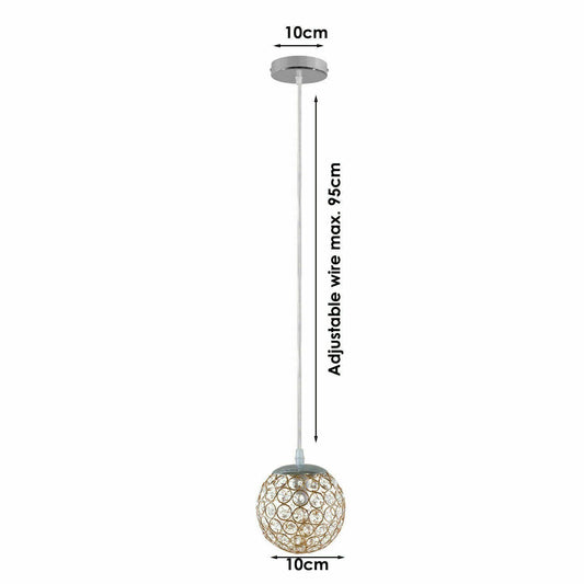 Chrome Pendant Light – Gold Crystal Ball or Red Rattan Ball Shade - photo 2