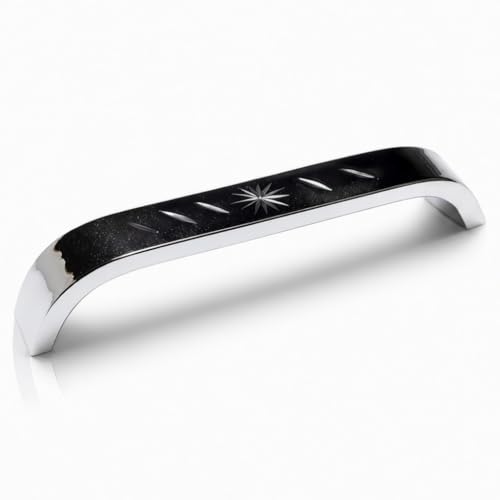 Black and Chrome Cabinet Handle – 140 mm, Star-Cut Decorative Top - photo 2