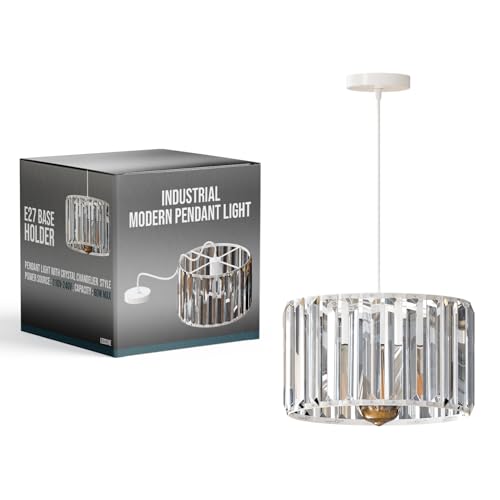 Crystal Drum Pendant Light – 20 or 30 cm, Chrome Fitting, E27 - Chrome, Crystal Drum 20 cm, Without Bulb