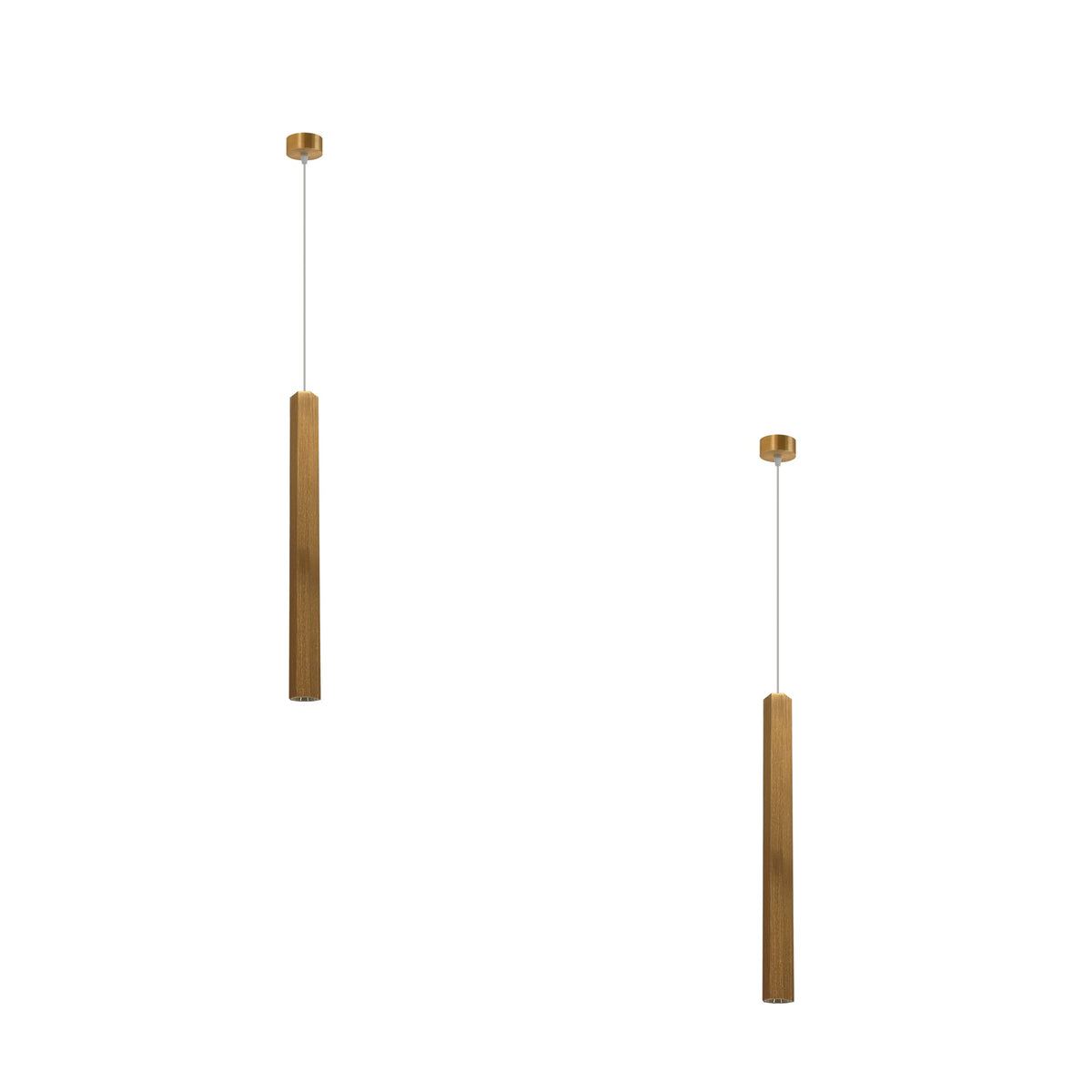 Cylinder Tube Pendant Light – Black or Gold, Single or Pair - Gold, Pack of 2, 5W LED