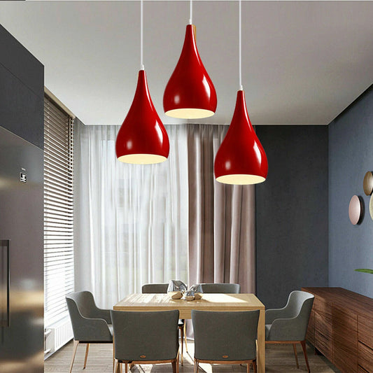 3 Light Teardrop Pendant – White Plate or Bar, 10 Colours & Mixes - photo 2