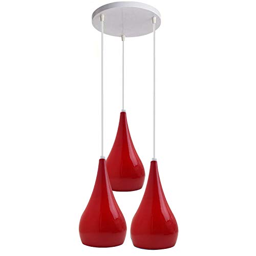 3 Light Teardrop Pendant – White Plate or Bar, 10 Colours & Mixes - photo 45