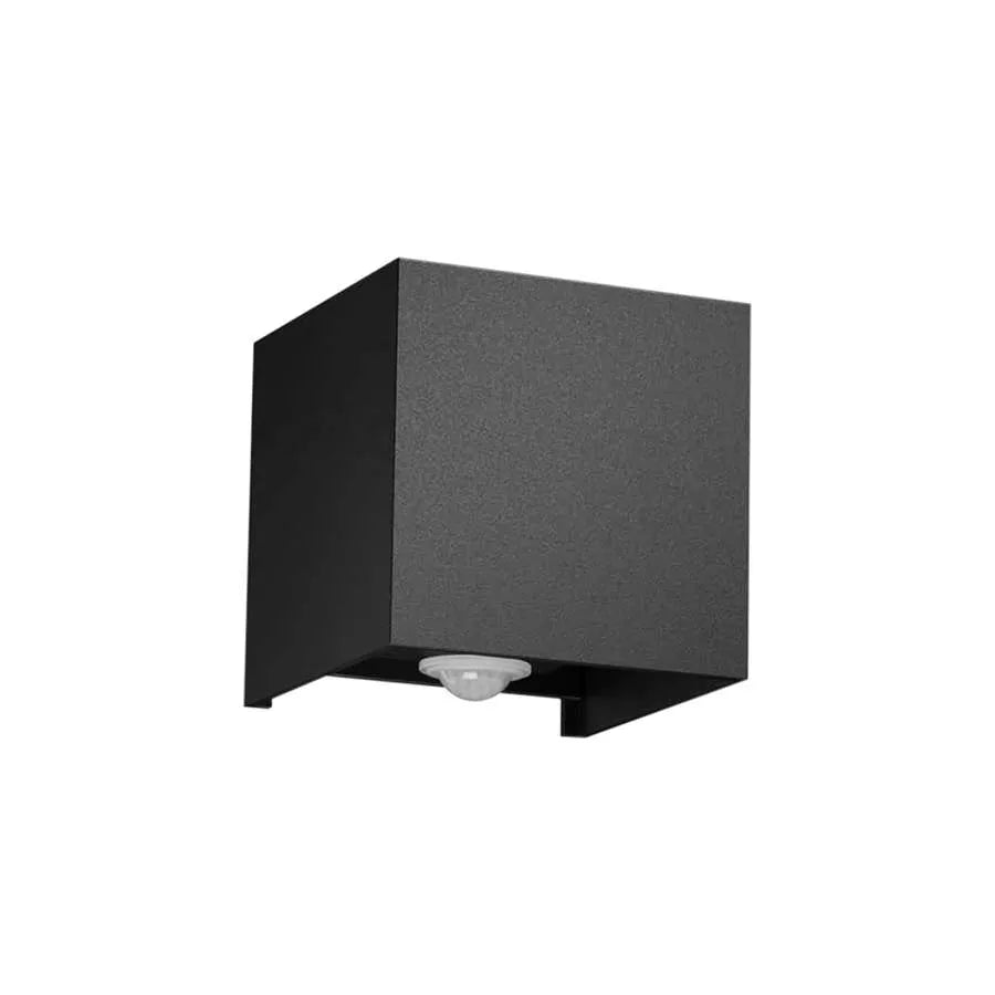 Square Up Down LED Wall Light with PIR Sensor 10W IP54 – Black, Warm White - Standard, Single, Without Bulb
