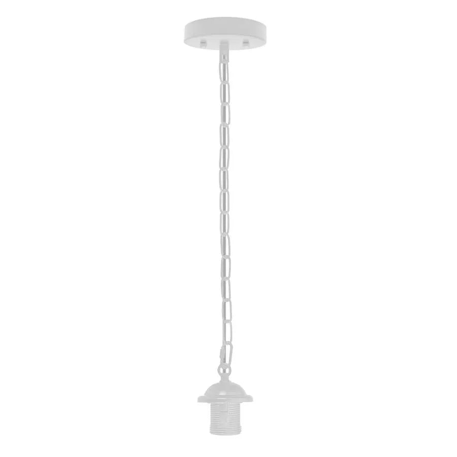 Curvy Metal Dome Pendant Light 29 cm – 11 Colours, White Fittings - White, No Shade, with 90 cm Chain, Without Bulb
