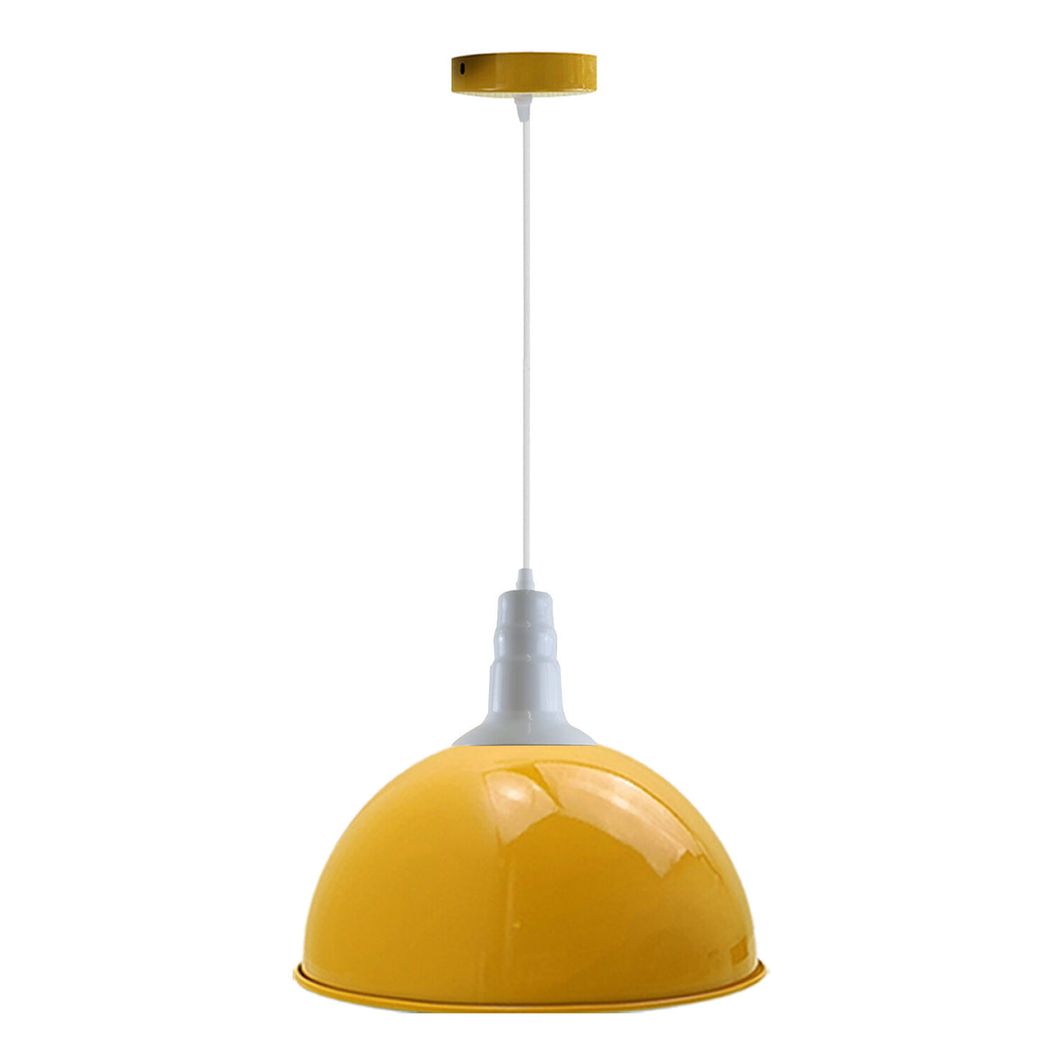 Black & White Twisted Cable Pendant – Satin Nickel or White, E27 - White, Dome 40 cm Yellow, Without Bulb