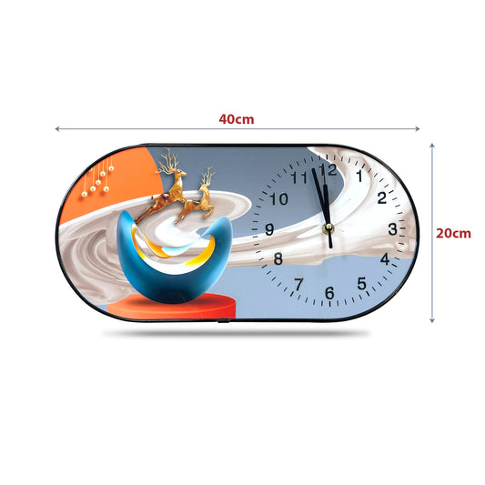 Modern Painted Crystal Porcelain Oval Decorative Wall Clock