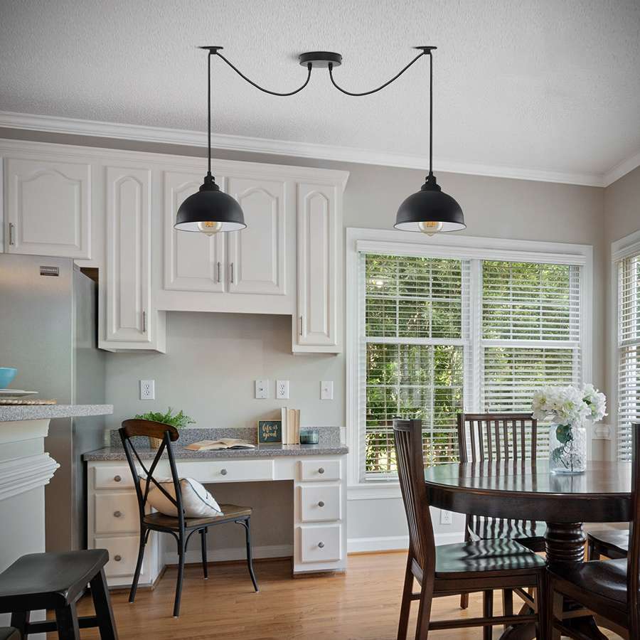 2-Light Spider Pendant – Black Dome Shades, E27 - photo 4