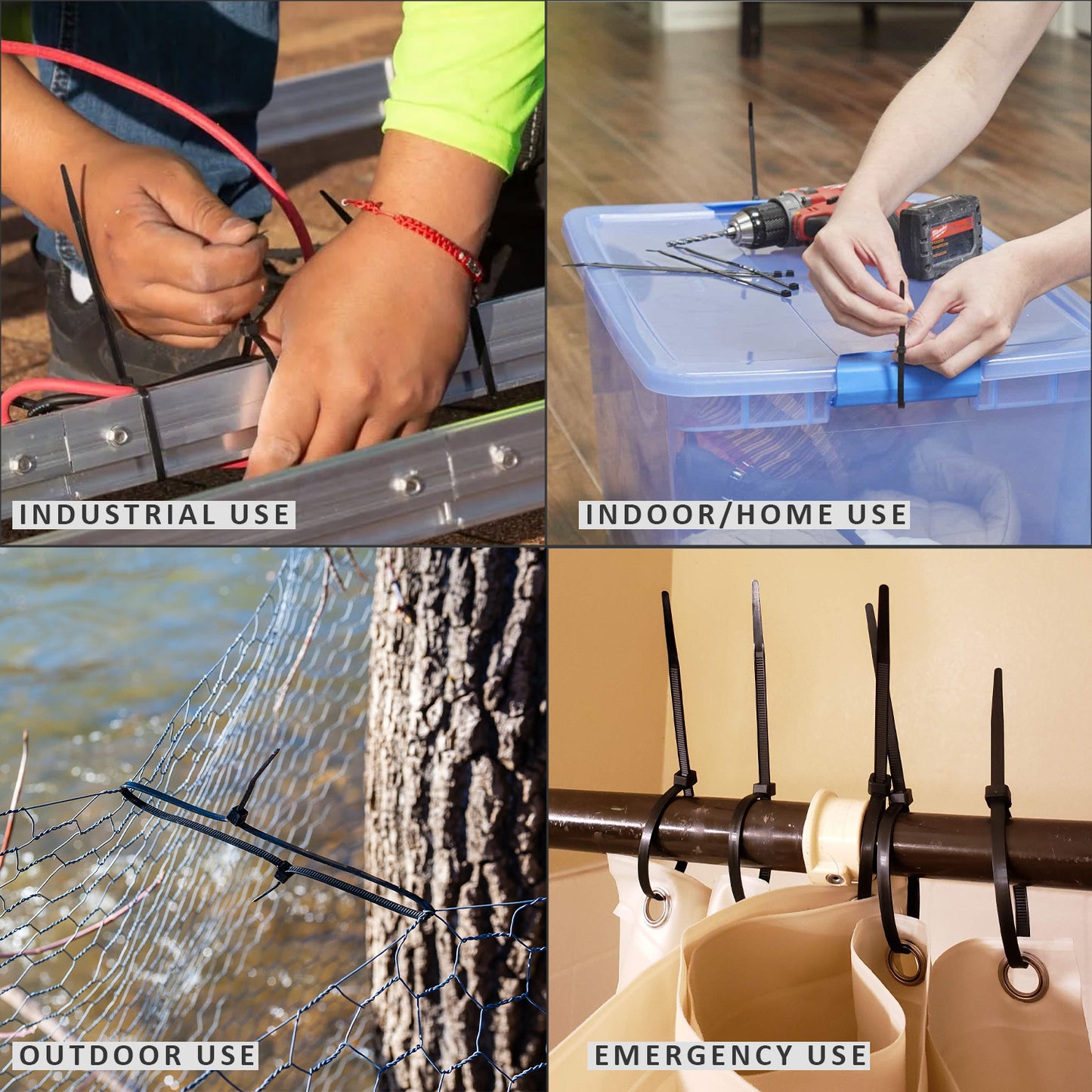 Clear zip ties for versatile cable management
