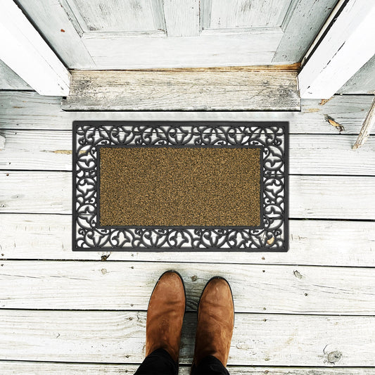 Rubber Door Mat with Scroll Border – 45 x 75 cm, Assorted Colours - photo 2