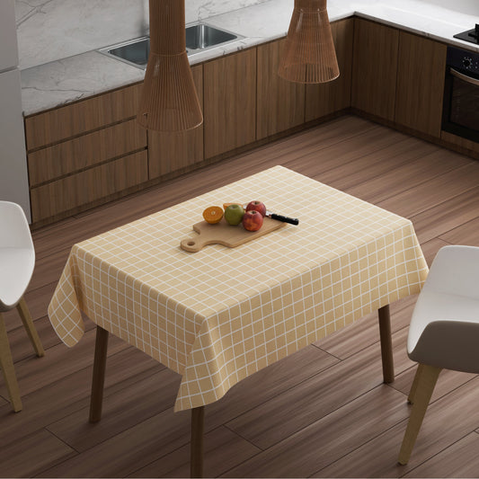 Yellow Check Tablecloth – Wipe-Clean Polyester, 3 Rectangular Sizes - photo 2
