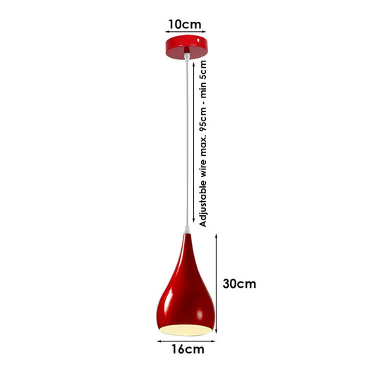 Red Teardrop Pendant Light – 16 cm Metal Shade, E27 - photo 2