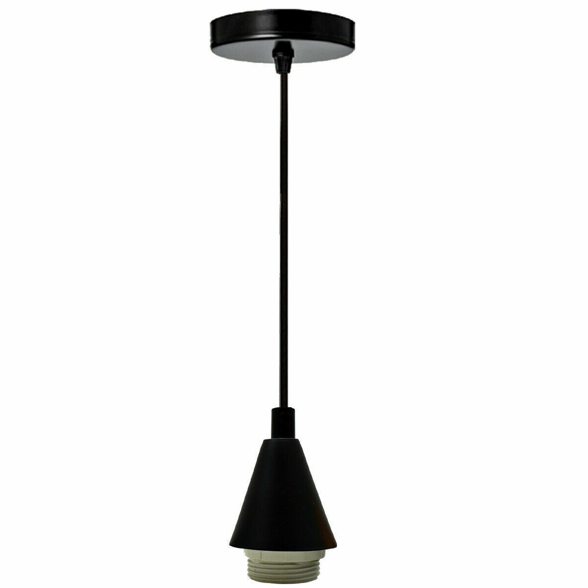 Cone Holder Pendant Light – Black, Copper or Rose Gold, 20+ Shades - Black, No Shade (PHCN1PBRBM) (CRSF100BMPHCN1PBRBM), Without Bulb