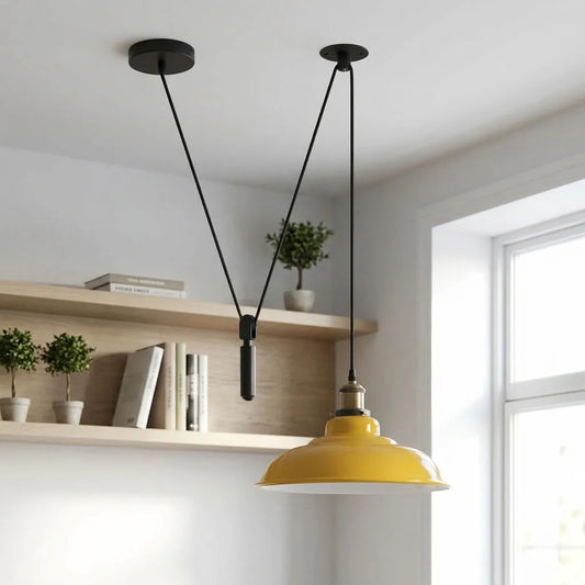 Rise and Fall Pendant Light – 32 cm Gloss Metal Shade, 10 Colours - photo 2