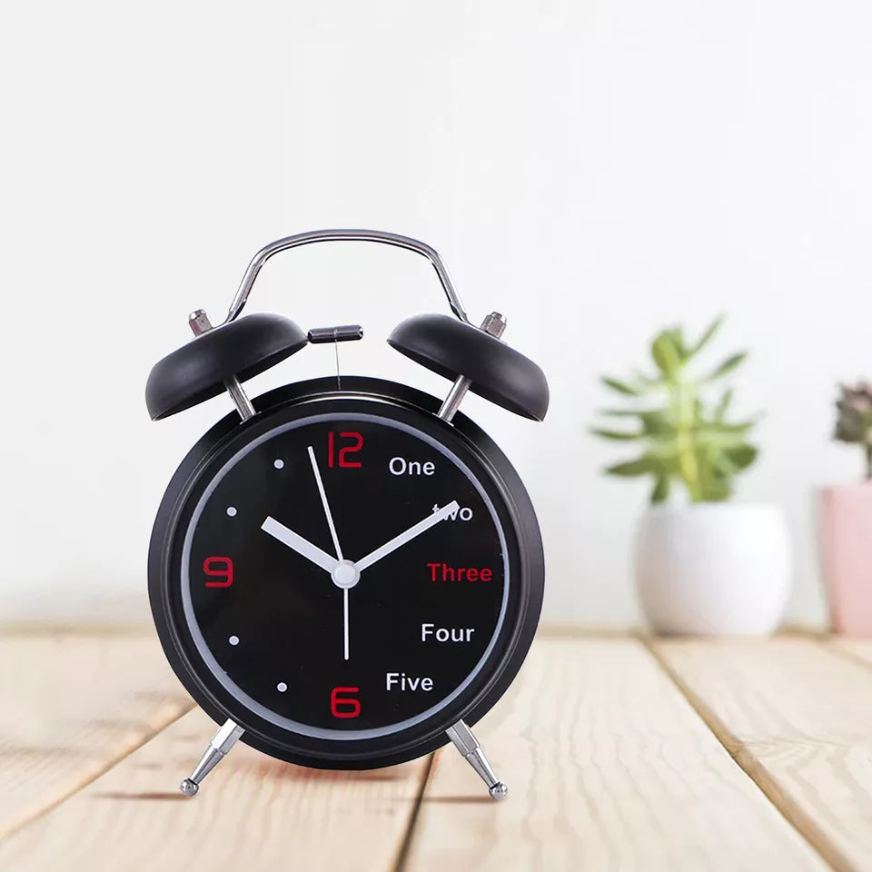 Retro Dual Bell Loud Alarm Clock Bedside ~1134