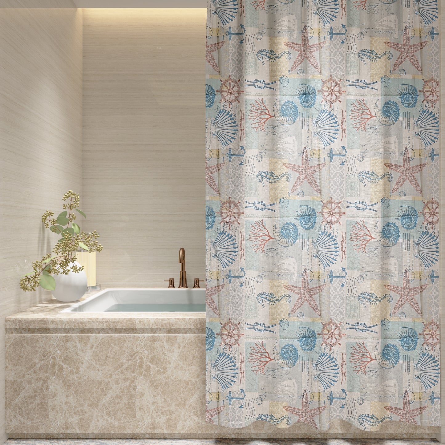 Plane shower curtain, fabric, extra long, bathroom use