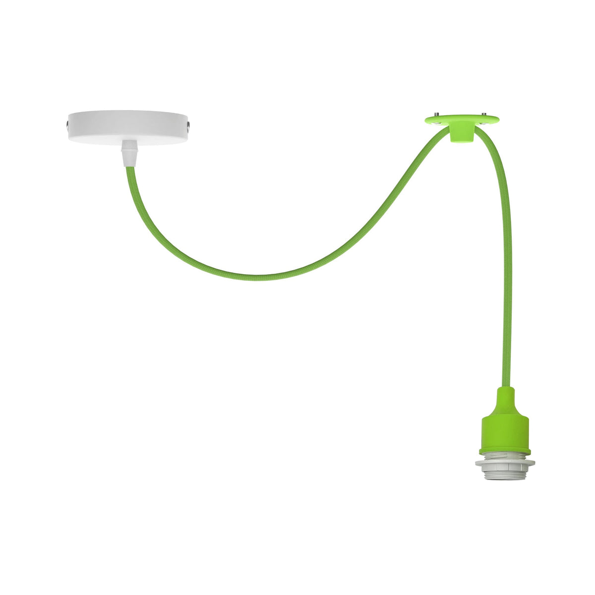 Light Green Silicone Swag Pendant – White Rose, 95 cm Cable, E27 - Without Bulb, Standard, No Shade
