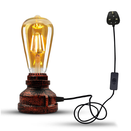 Steampunk Pipe Table Lamps with ST64 Bulbs – Set of 2 - photo 2