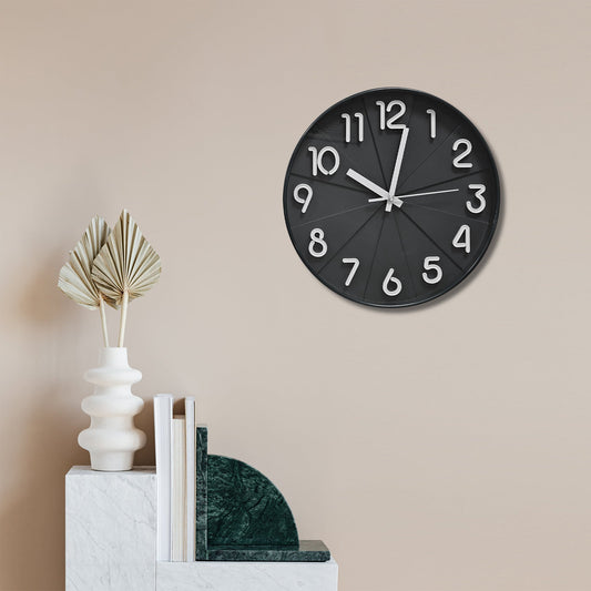 Modern Round Wall Clock – 29 cm, 3D Numbers, Black, Dark Green or White - photo 2
