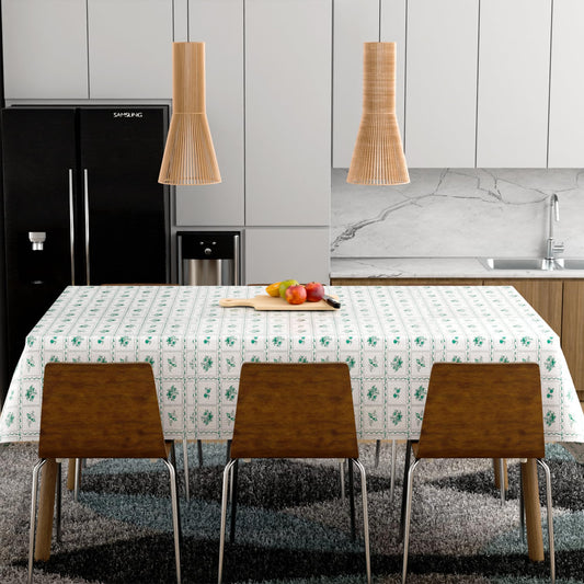 Green Floral Tile Tablecloth – 137 x 183 or 152 x 228 cm, Wipe-Clean - photo 2
