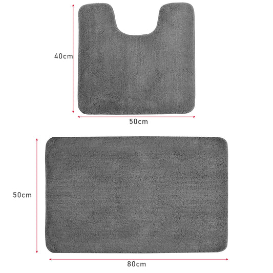 Grey bath mat set, machine washable