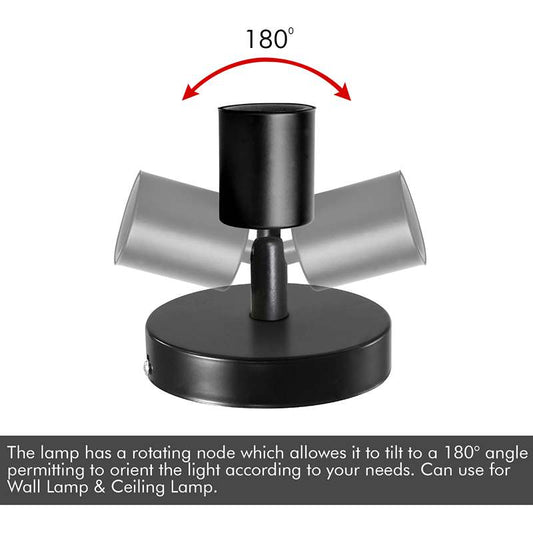 Adjustable Wall & Ceiling Spot Light – Black, E27, 180° Tilt - photo 2